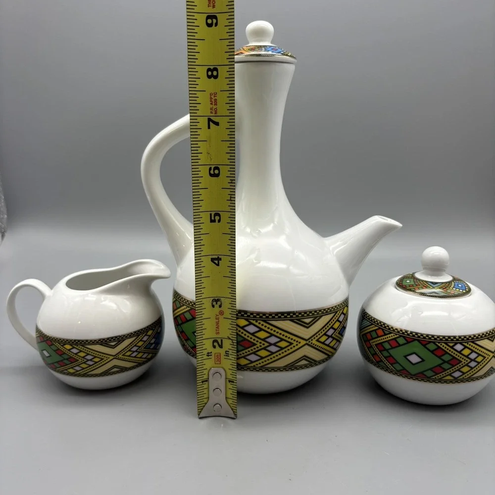Ethiopian Coffee / Tea Pot Set Fine Porcelain Creamer And‎ Sugar